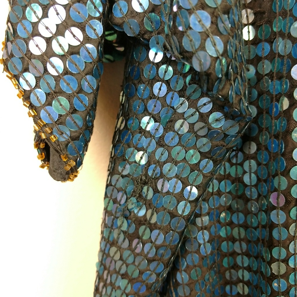 SOLD Vintage 100% silk sequin heart blouse 2X - Picture 8 of 8